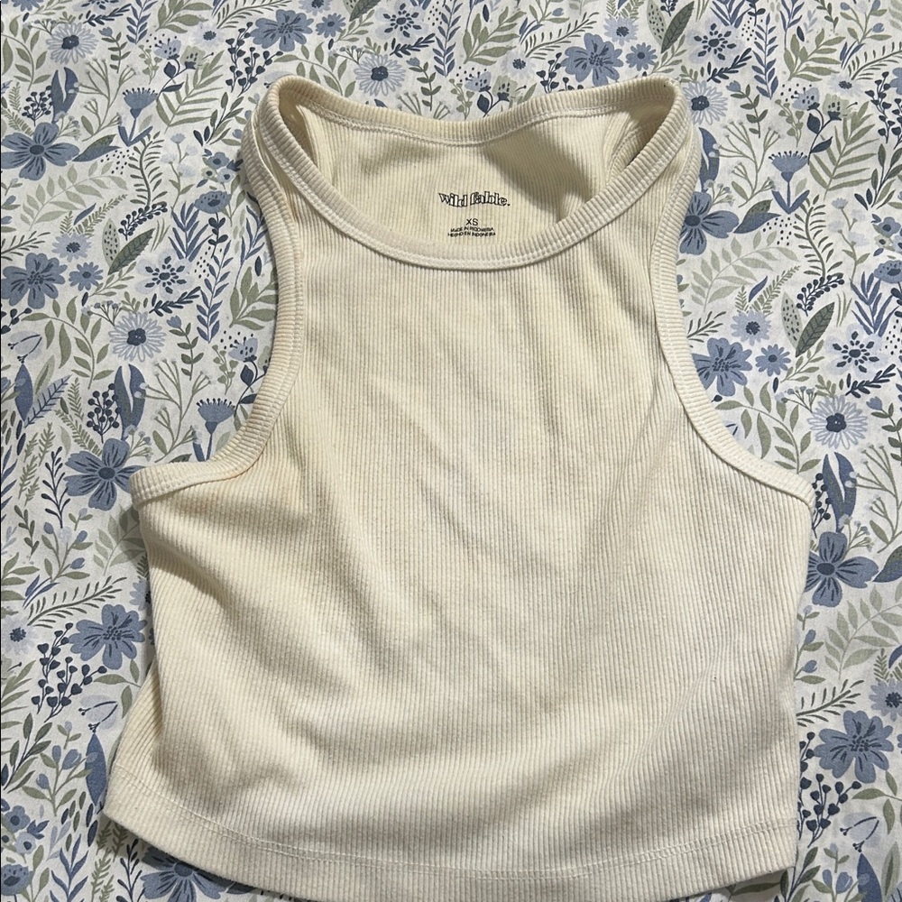 Wild Fable Off-White Ribbed Tank Top